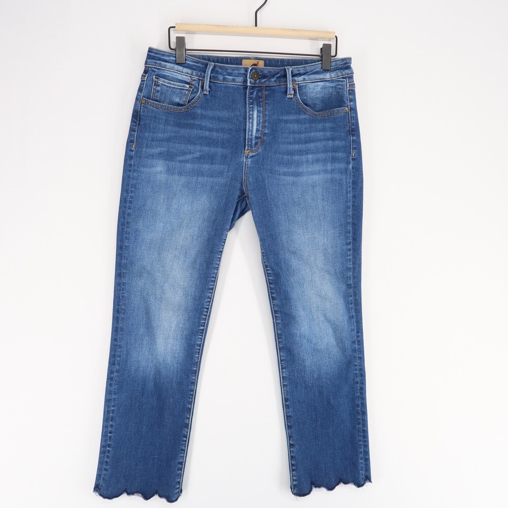 Driftwood Candace Crop Jeans Womens 29 Blue Scalloped Hem Medium Wash Mid Rise‎